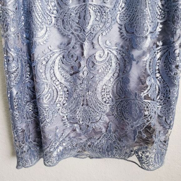 Tahari Blue Sequin Lace Dress - Picture 2 of 9
